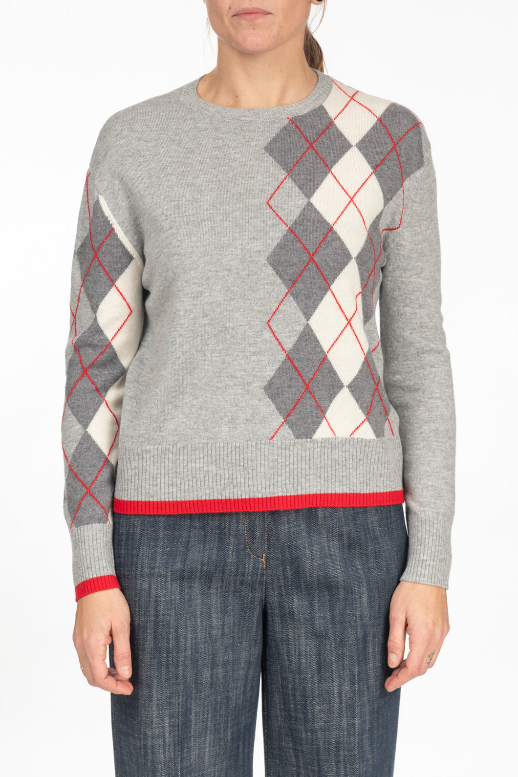 Maglia girocollo grigia rombi