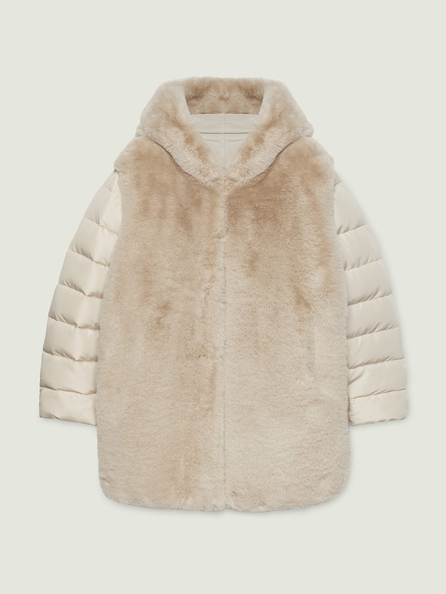 Piumino-pelliccia panna