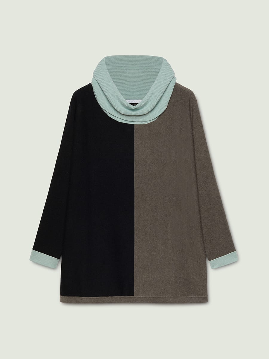 Maglia bicolore collo ad anello