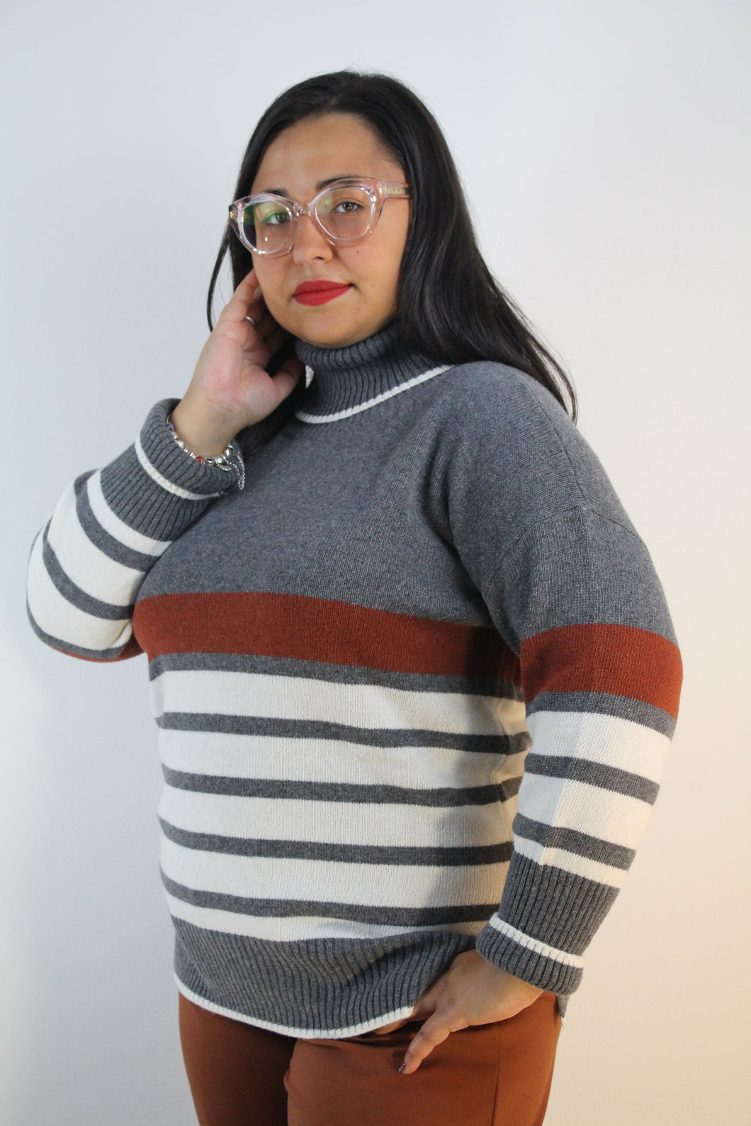 Maglia dolcevita misto lana e cashemere antracite