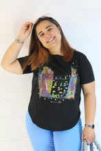 Carica l'immagine nel visualizzatore di Gallery, T-shirt cotone nero con stampa
