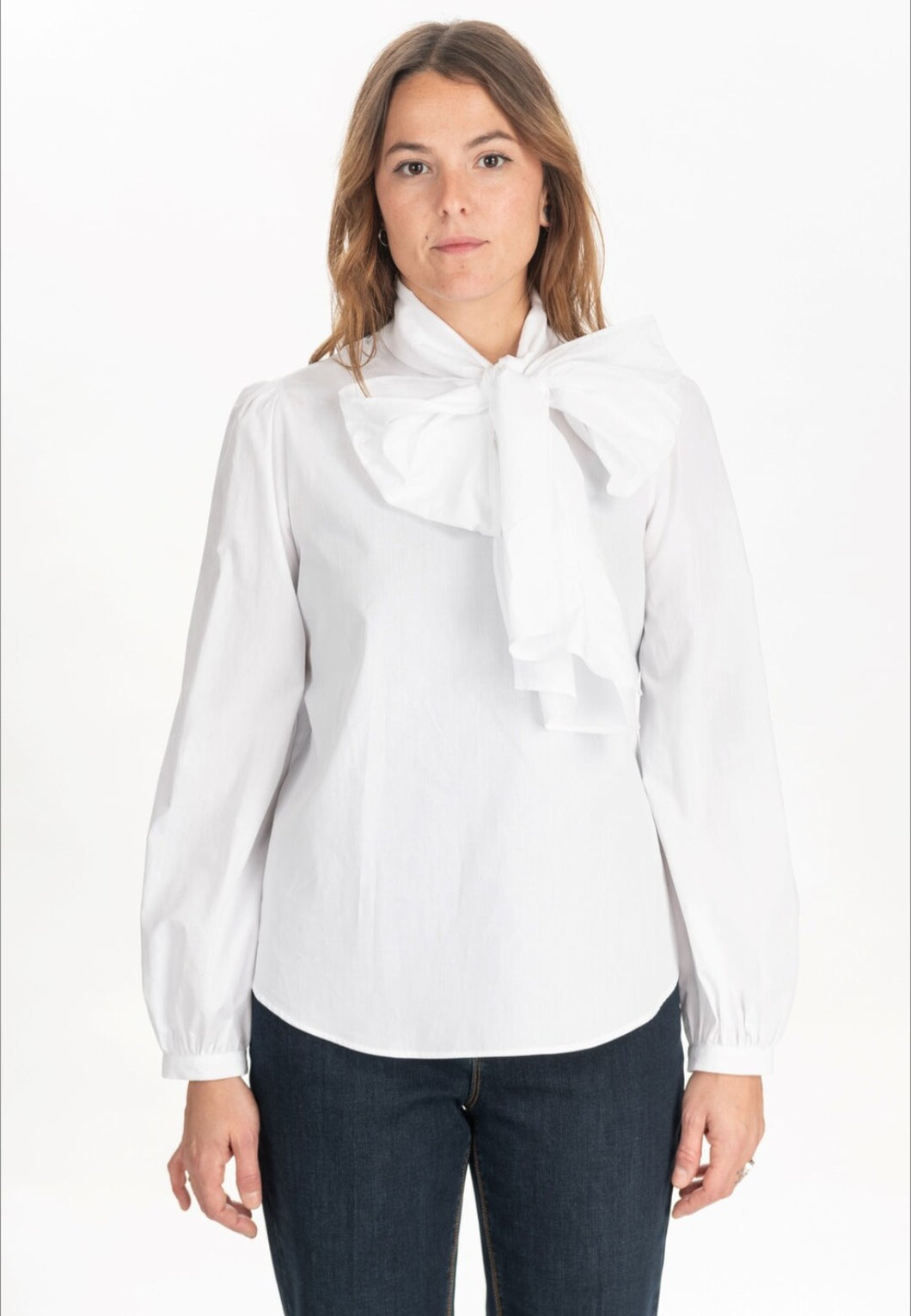 Camicetta cotone bianco fiocco