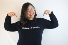 Carica l'immagine nel visualizzatore di Gallery, Maglia cotone blu con ricamo Saint Tropez
